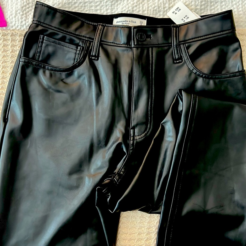 Abercrombie & Fitch Black Faux Leather Skinny Pants